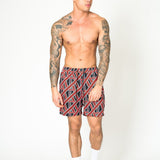 Relaxed fit shorts in red and black geometric pattern - Liquor N Poker LIQUOR N POKER