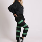Minty Wide leg jeans in black with tie dye stripe - Liquor N Poker LIQUOR N POKER