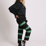 Minty Wide leg jeans in black with tie dye stripe - Liquor N Poker LIQUOR N POKER