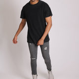 Logan stretch skinny jeans in washed black with distressing - Liquor N Poker LIQUOR N POKER