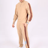 Polar Beige Straight Leg Jogger In Retro Sports Stripe