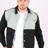 Black & Khaki Panelled Denim Shacket