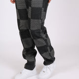 Black & Grey Check Straight Leg Denim Jeans