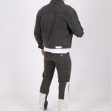 Co-Ord Oversized Trucker Jacket In Washed Black Denim With White Panels
