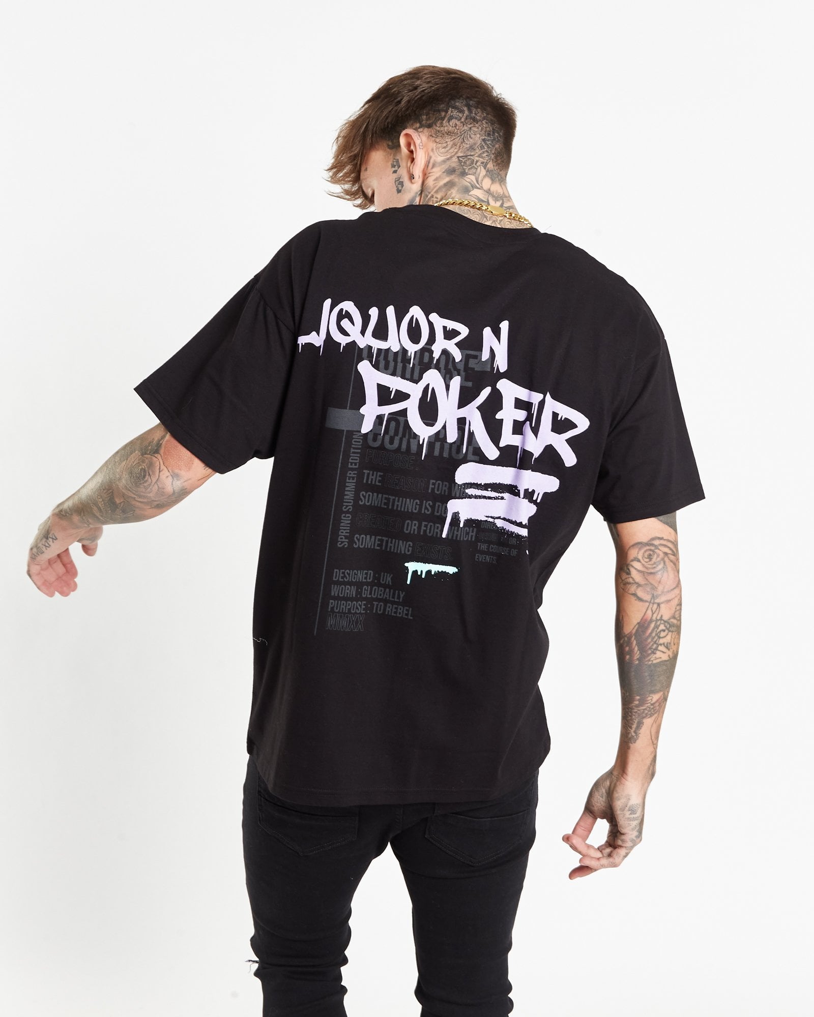Relaxed Black T-Shirt with Graffiti Back Print