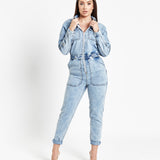 Acid Wash Indigo Denim Boilersuit