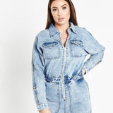 Acid Wash Indigo Denim Boilersuit