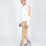 Detroit Denim Jogger In Tan With Panelwork