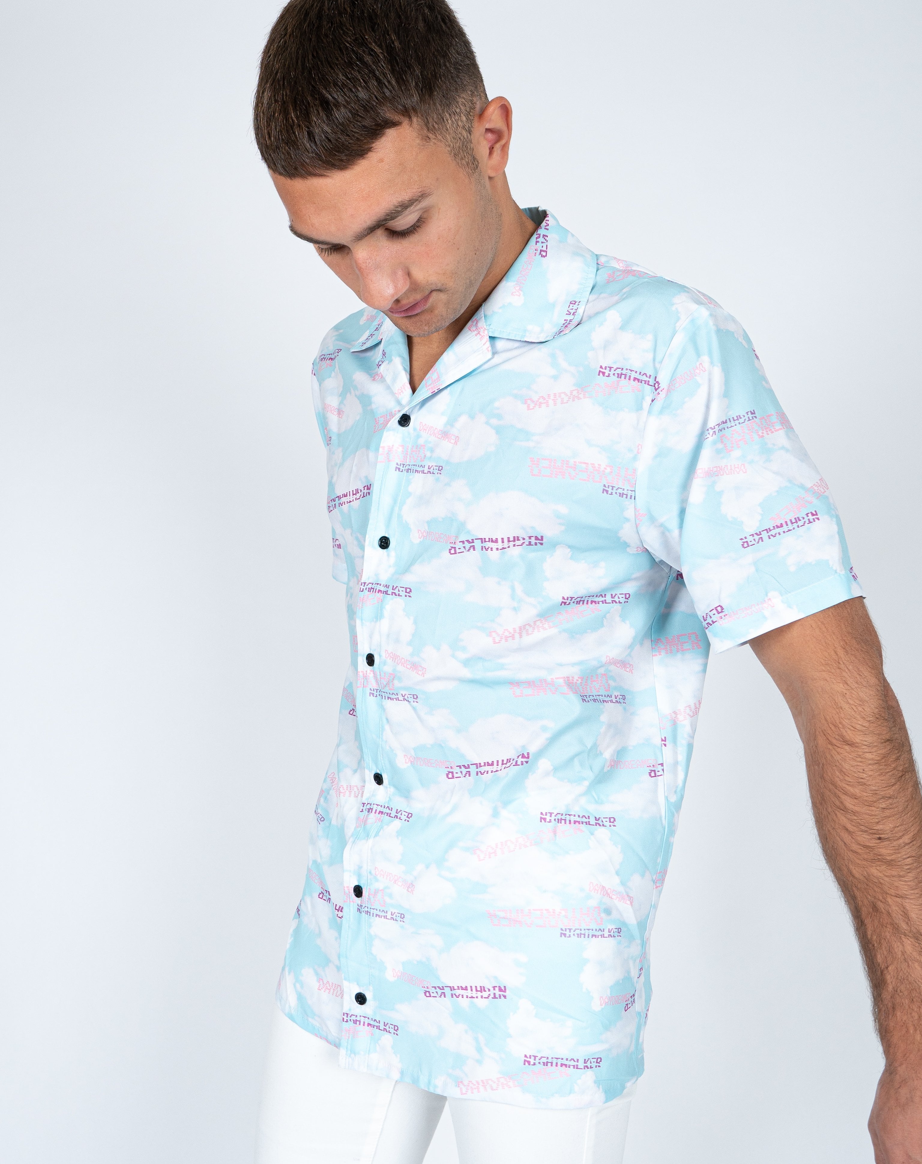 Daydreamer Clouds Print Revere Shirt