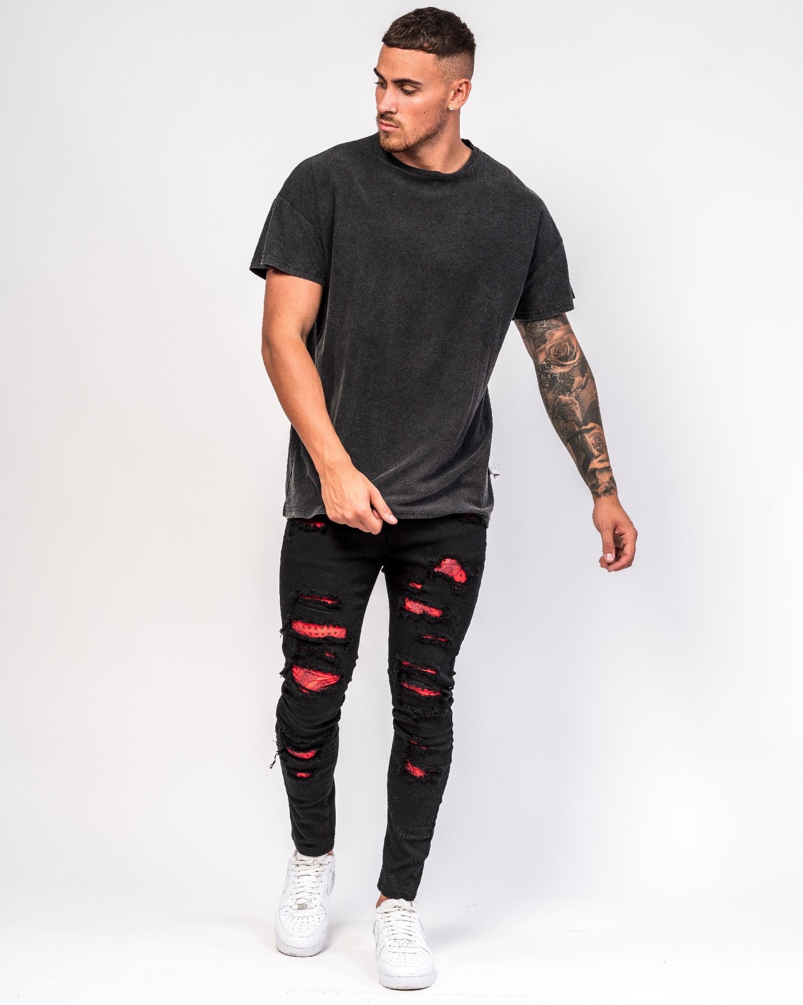 Westside Bandanna Skinny Jeans With Rips