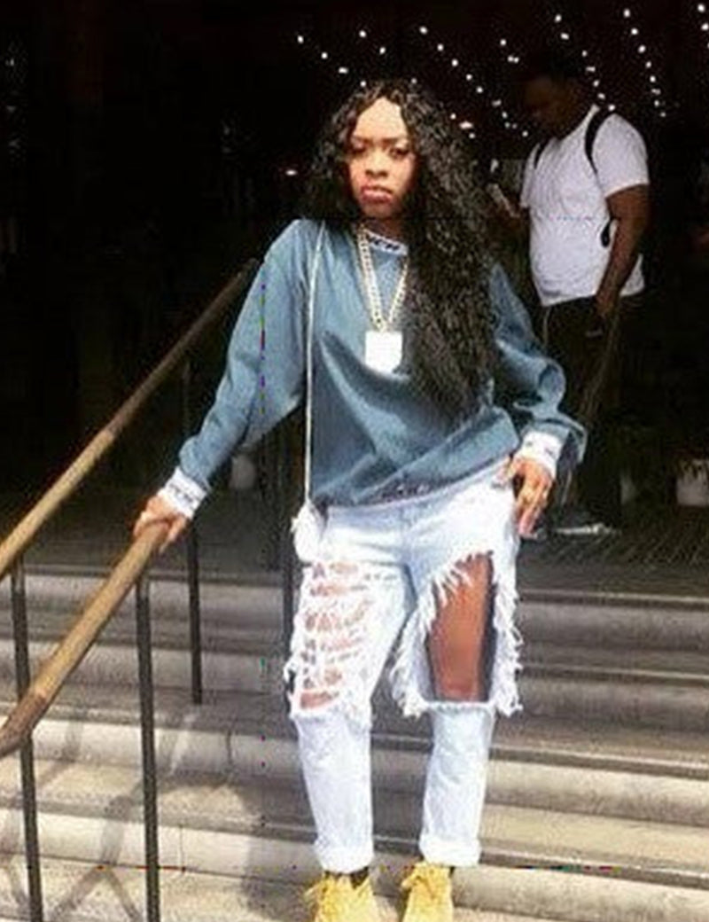 OFFICIAL TINK X LIQUOR N POKER X LAX THIGH RIPPED MOM JEANS