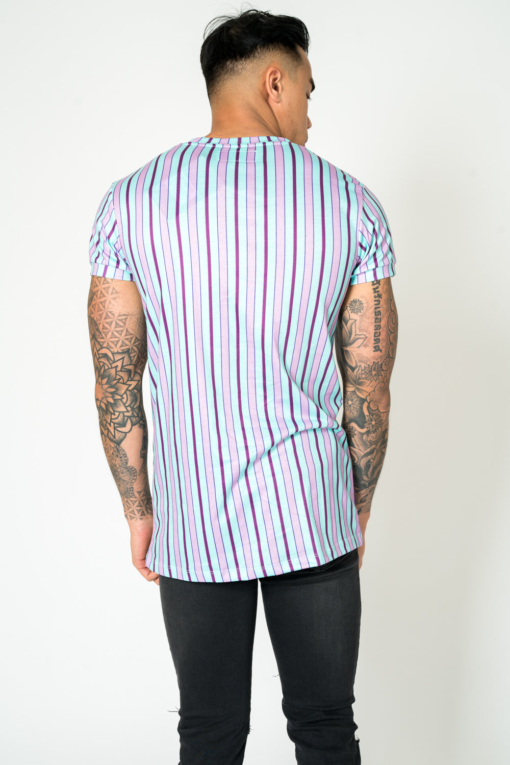 Lilac & Lime Candy Stripe Muscle Fit T-shirt