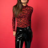 Red Tiger Mesh High Neck Bodysuit