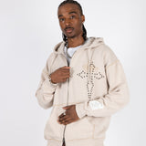 Beige Studded Hoodie