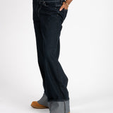 Raw Indigo Mid Rise Contrast Stitch Baggy Jeans