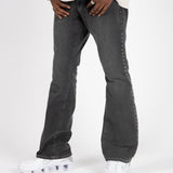 Washed Black Studded Stacked Slim Flare