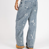 Bleach Wash Low Rise Baggy Jeans