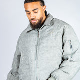 Maverick Oversized Nylon Bomber Jacket in Acid Wash Gre