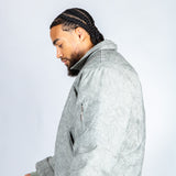 Maverick Oversized Nylon Bomber Jacket in Acid Wash Gre