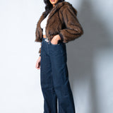 LNP Brown Fur Cropped Hooded Jacket