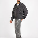 Washed Black Biker Jacket
