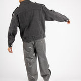 Washed Black Biker Jacket