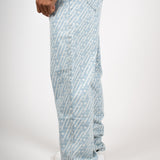Straight Leg Jeans In Monogram Print In Lightwash Denim
