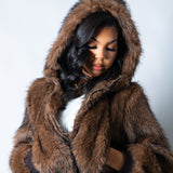 LNP Brown Fur Cropped Hooded Jacket