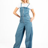 Denim Panel Wide Leg Jumpsuit