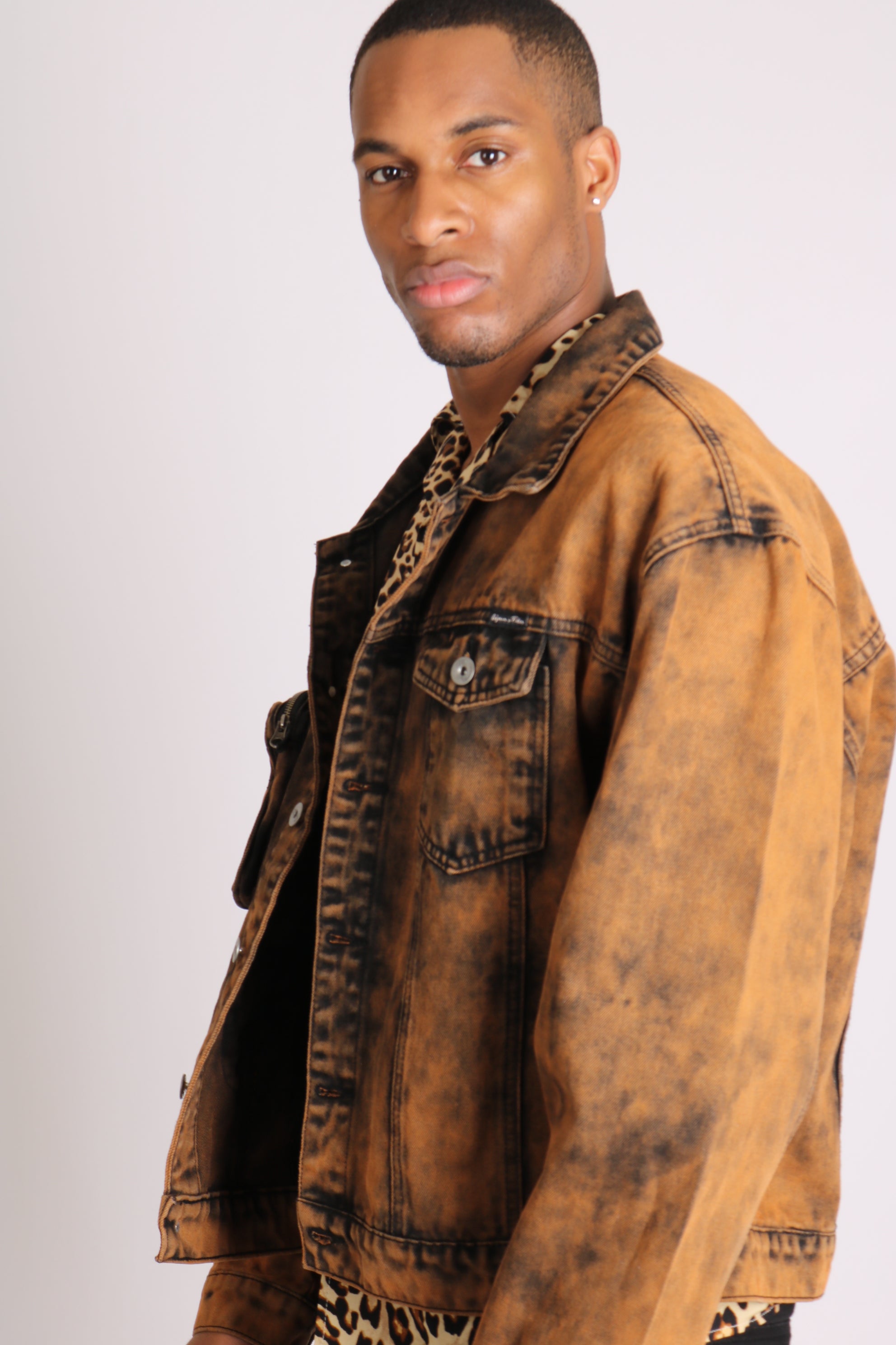 Fort Burnt Orange Oversized Utility Denim Jacket