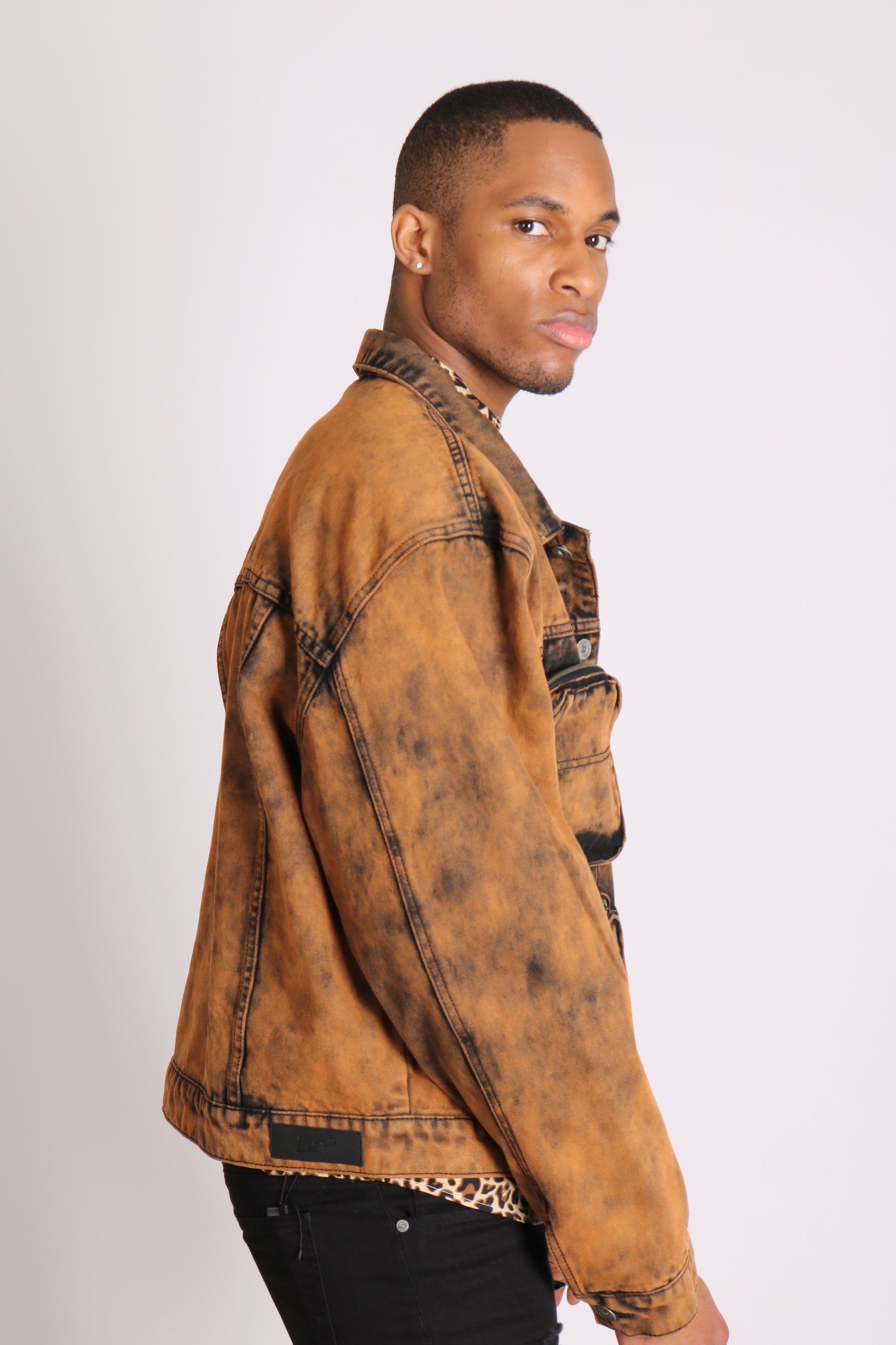 Fort Burnt Orange Oversized Utility Denim Jacket