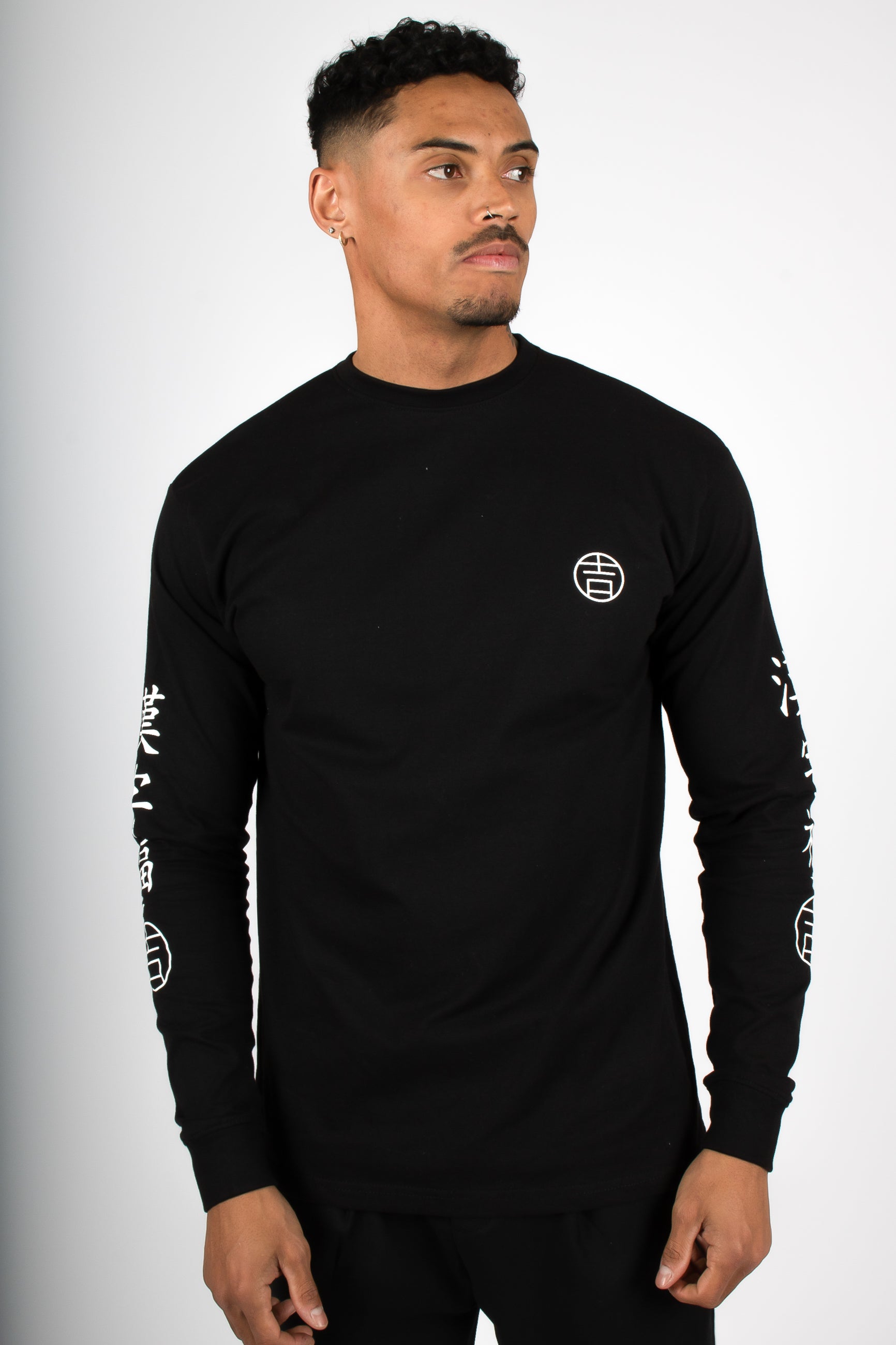 Tiger Print Long Sleeve Black T-Shirt