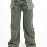 Dirty Wash Denim Baggy Pocket Jean