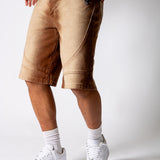 Washed Brown Denim Seam Detail Jorts