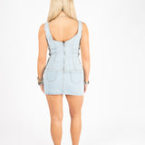 Stonewash Denim Diamante Embellished Top