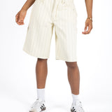 Ecru Pinstripe Denim Jorts