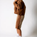 Washed Brown Denim Seam Detail Jorts