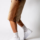 Washed Brown Denim Seam Detail Jorts