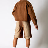 Washed Brown Denim Seam Detail Jorts