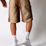 Washed Brown Denim Seam Detail Jorts