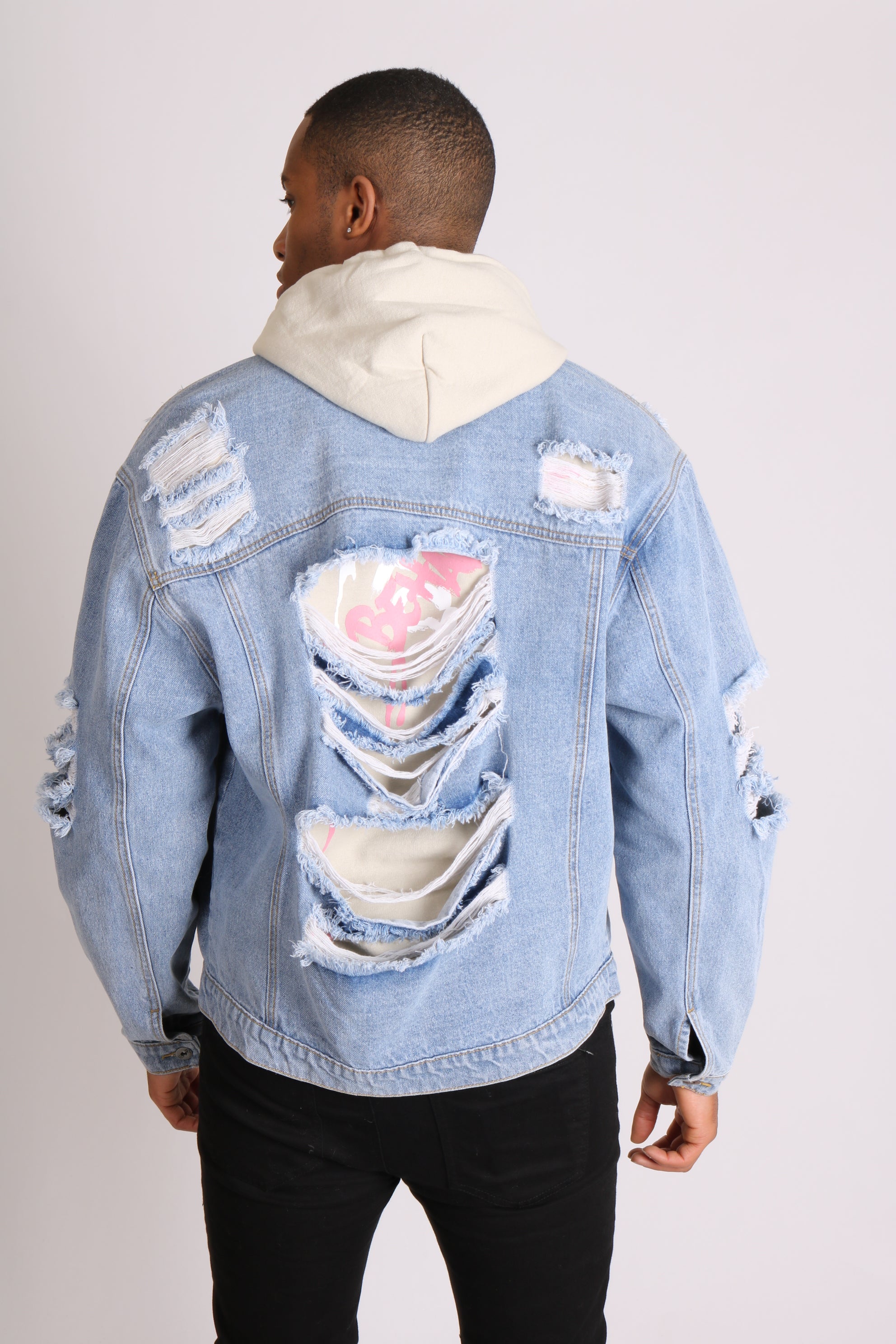 Faro Vintage Stonewash Oversized Distressed Denim Jacket