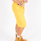 YELLOW DENIM VARSITY JORTS