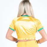 Yellow Ruched Varsity Cropped Tee