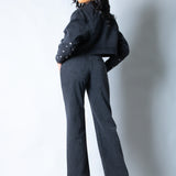 LNP Straight Leg Mid Rise Embellished Jean in Black