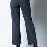 LNP Straight Leg Mid Rise Embellished Jean in Black