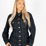 RAW INDIGO CINCH WAIST DENIM JACKET