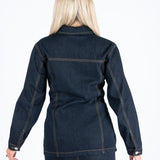 RAW INDIGO CINCH WAIST DENIM JACKET