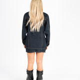 RAW INDIGO CINCH WAIST DENIM JACKET