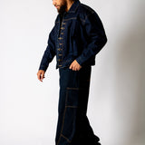 Raw Indigo Fireman Clasp Denim Jacket