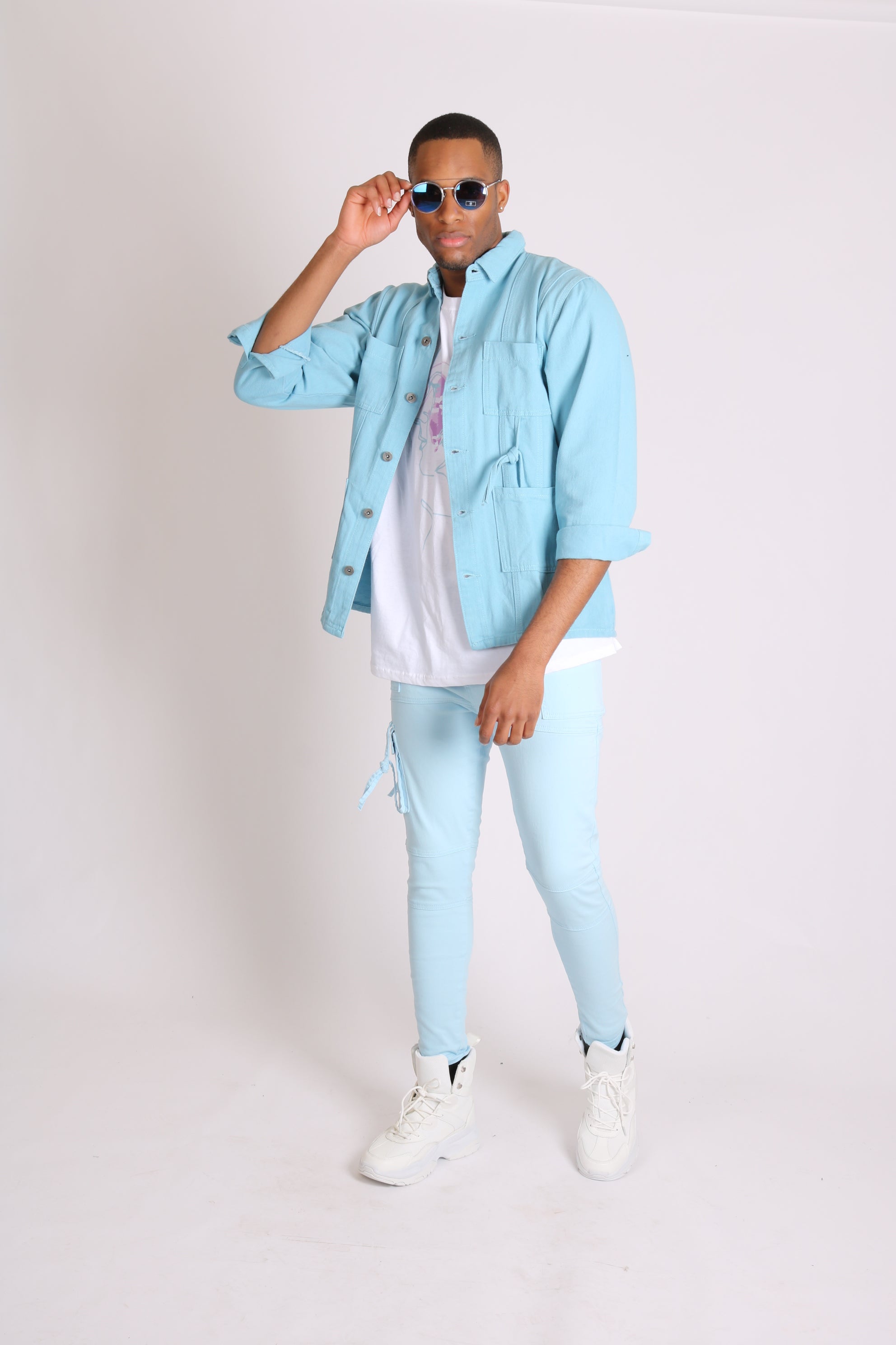 Utility Powder Blue Cargo Trousers